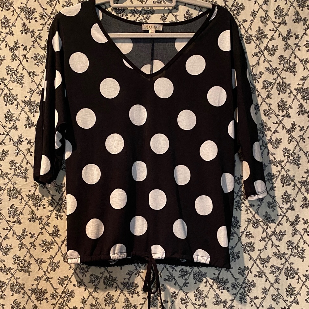 Lavish Black and White Polka Dot Blouse